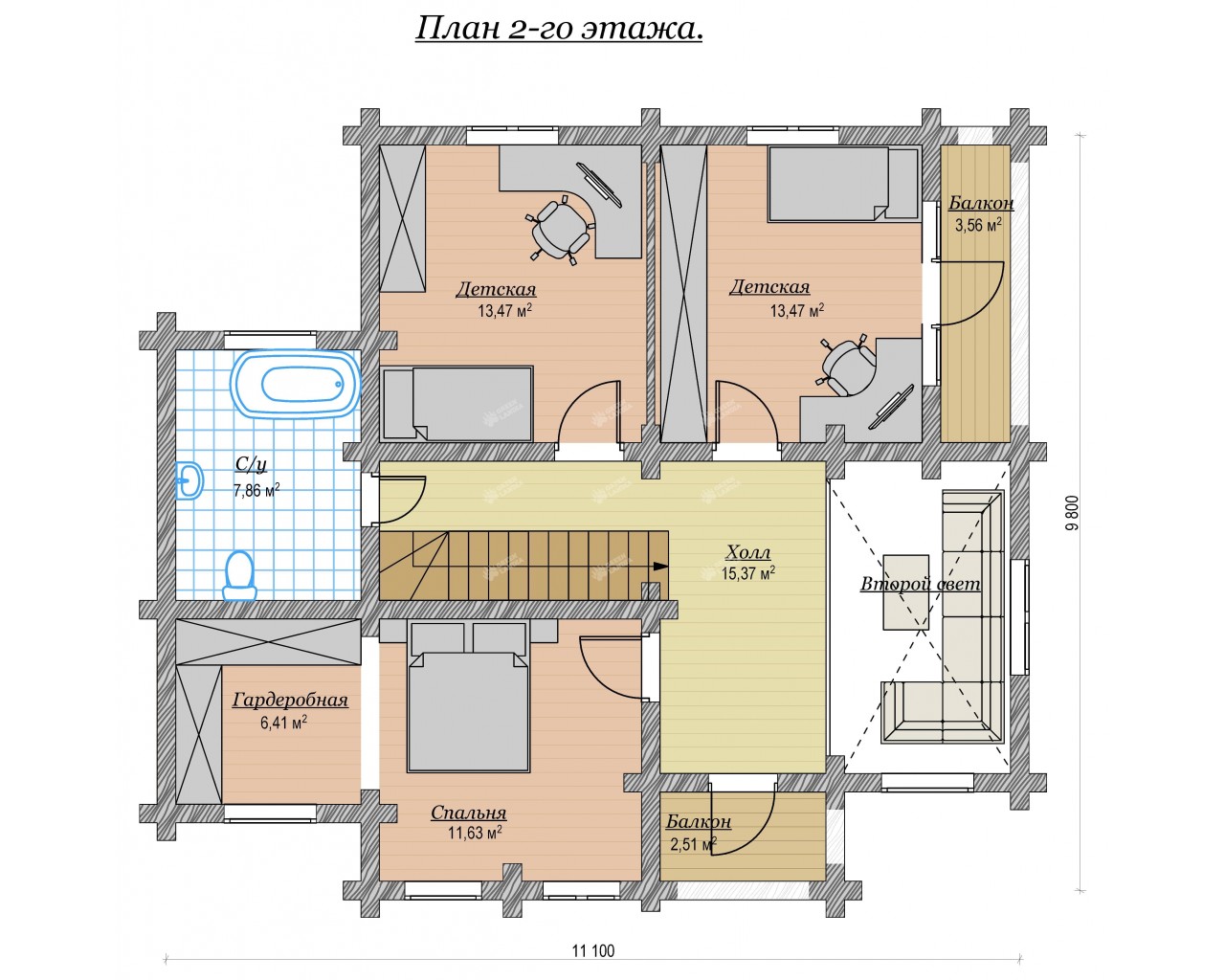 Планировка дома по проекту BR-03 "Казбек"